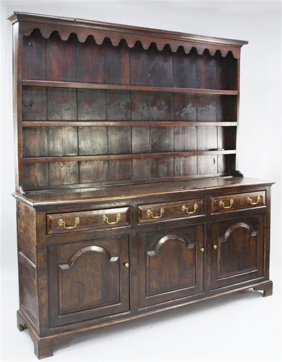 A George III oak dresser, W.6ft 4in.